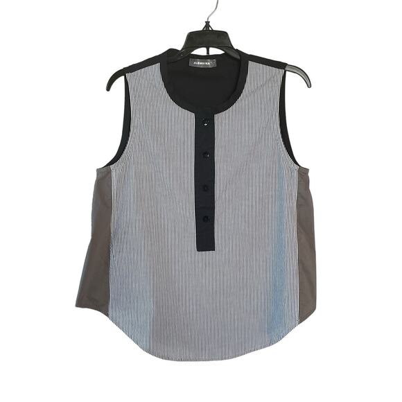 ALEMBIKA Women's Size US 6-8 Black Brown Pullover Sleeveless Cotton Top Israel - Picture 1 of 7